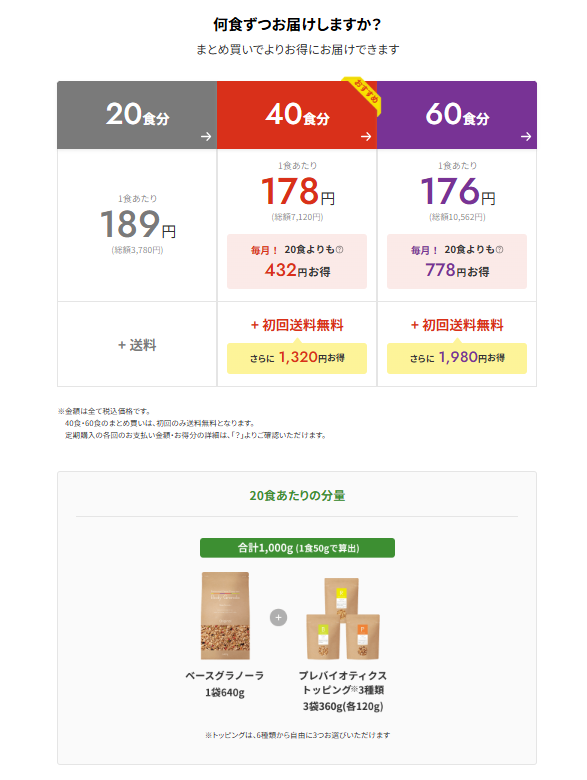 ボディグラノーラまとめ買い選択