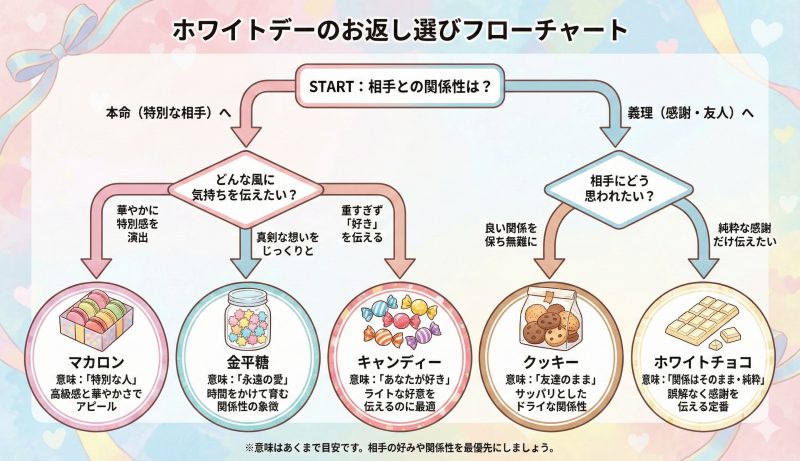 ホワイトデーのお返し選びフローチャート